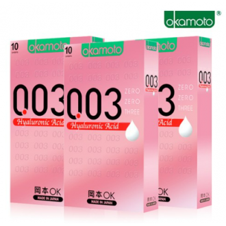 Okamoto 003 Hyaluronic Acid 10 miếng 3 hộp dưỡng ẩm mềm mại cho nữ