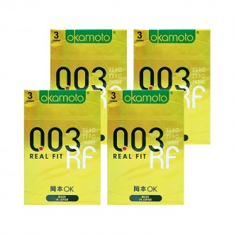 Okamoto 003 Real Fit RF Tapeless Close Fit Siêu mỏng 12p 3 miếng 4 hộp