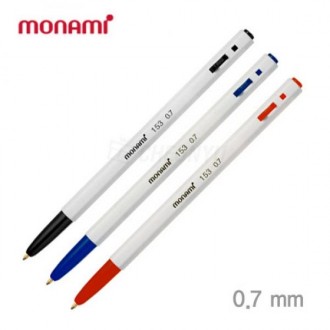 Bút Bi Monami 0.7 Mm 12 Miếng Đen Đỏ Xanh Dụng Cụ Viết Văn Phòng