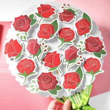 Bó hoa hồng văn phòng phẩm thiệp bưu thiếp kỷ niệm sinh nhật quà tặng sự kiện