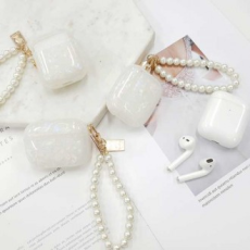 Vỏ đựng AirPods bằng ngọc trai hình ba chiều màu trắng xà cừ (1/2 thế hệ Pro thế hệ thứ 3)