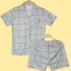 Bộ đồ ngủ ngắn tay mùa hè dành cho nữ Bộ đồ ngủ xinh xắn Tartan Check Mint Quần short nữ Bộ đồ ngủ