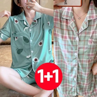 Nữ Mùa Hè Ngắn Tay Quần Bộ Pyjama Set 2 Miếng Kiểm Tra Bạc Hà Bơ Quần Short Nữ Bộ Đồ Ngủ Đẹp