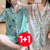 Nữ Mùa Hè Ngắn Tay Quần Bộ Pyjama Set 2 Miếng Kiểm Tra Bạc Hà Bơ Quần Short Nữ Bộ Đồ Ngủ Đẹp