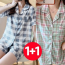 Phụ Nữ Mùa Hè Quần Ngắn Tay Bộ Pyjama Set 2 Mảnh Tartan Bạc Hà Bluegray Quần Short Bé Gái Kiểm Tra