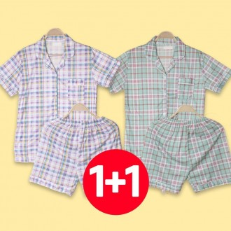 Nữ Mùa Hè Ngắn Tay Quần Bộ Đồ Ngủ Bộ 2 Miếng Tartan Oải Hương Bạc Hà Quần Short Bé Gái Kiểm Tra Bộ Đồ Ngủ Xinh Xắn