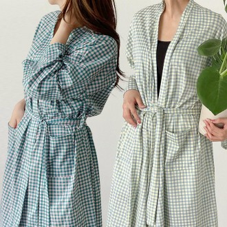 Homewear của phụ nữ đồ ngủ đồ ngủ áo choàng kiểm tra áo choàng mùa hè homewear của phụ nữ homewear của phụ nữ váy ngủ xinh xắn