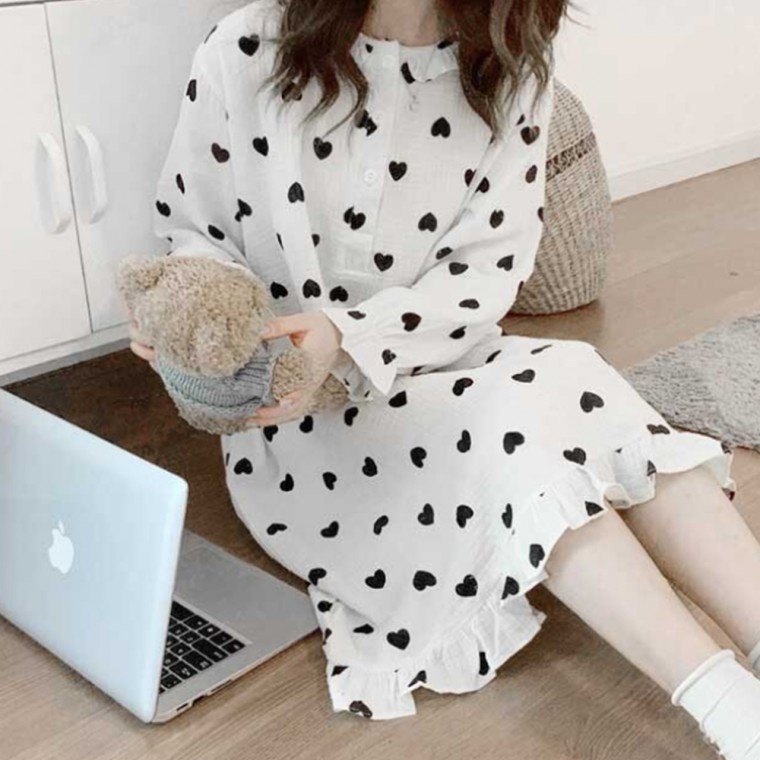 Áo Bé Gái Họa Tiết Trái Tim Một Bộ Đồ Ngủ Homewear Quần Áo Trong Nhà Hàng Ngày Thường Ngày Đáng Yêu Đa Năng Đa Thời Trang Dự Tiệc Đạo Cụ Tiếp Liệu