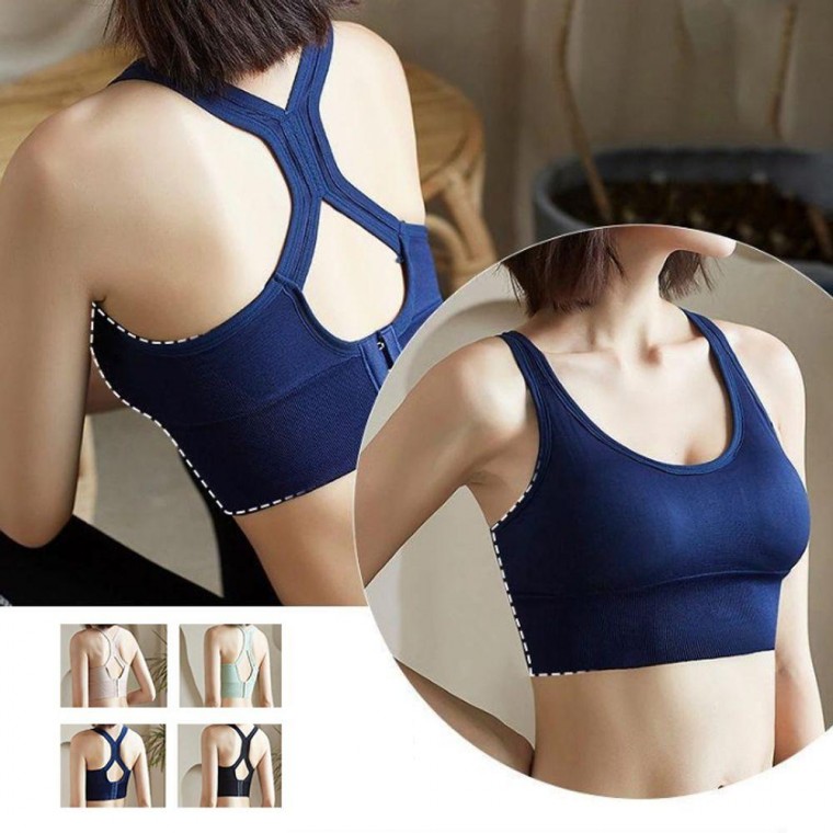 Áo ngực thể thao áo ngực top 4 màu chạy bộ nữ không dây áo ngực liền mạch c cup size lớn tập yoga nữ