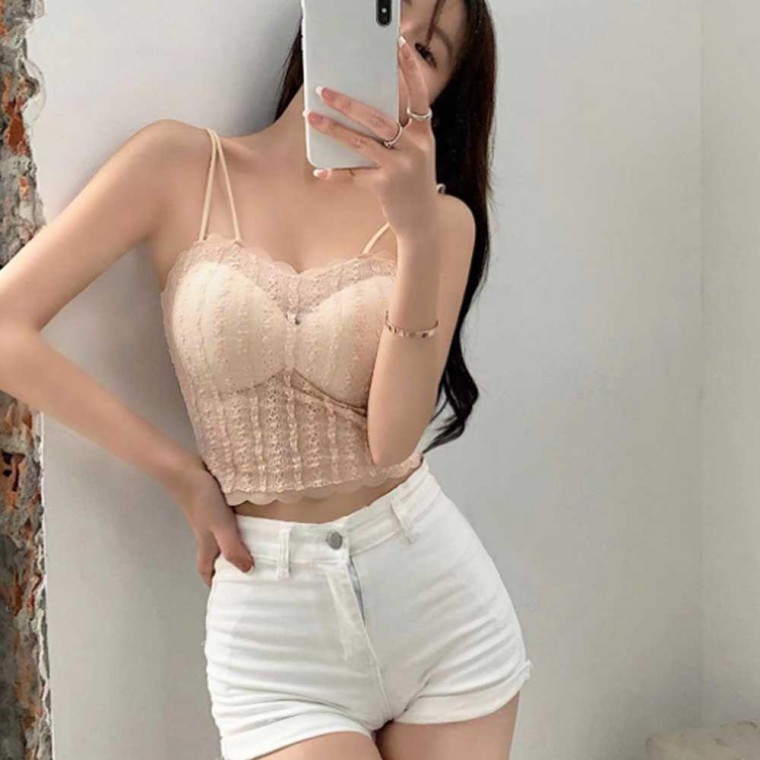 Áo ren nữ crop top mùa hè áo ba lỗ mỏng dây áo ba lỗ quần lót bên trong câu lạc bộ thành phố trang phục họp