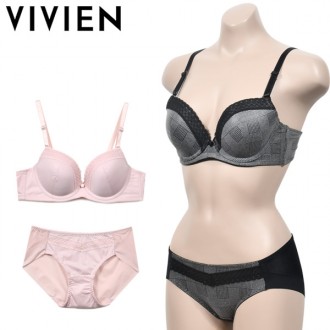 [Vivian] Bộ quần lót dây ren kẻ ca-rô hiện đại B cup bra