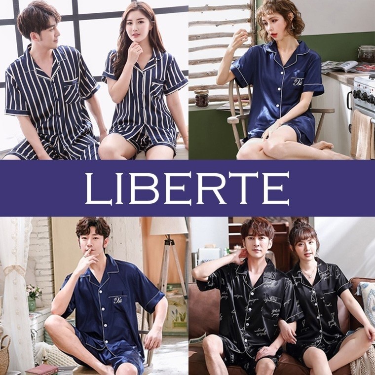 Số lượng còn lại Đồ ngủ lụa ngắn tay/đồ ngủ ngắn tay/đồ ngủ ngắn tay unisex/đồ ngủ ngắn tay cặp đôi/đồ ngủ ngắn tay gia đình