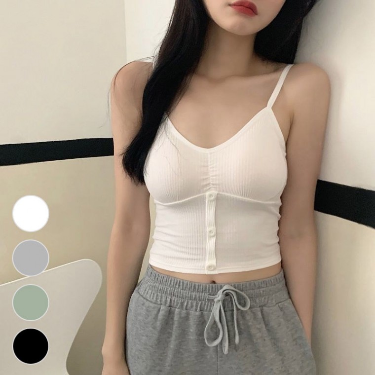 Áo lót trong có nút cài sẵn mùa xuân hè cho nữ, áo ba lỗ có dây crop top