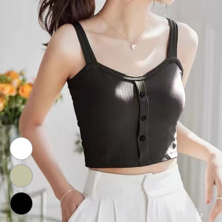 Áo thun nữ crop top không dây thoải mái có mũ tích hợp nút