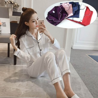 Bộ pyjama trượt trên dưới chất liệu lụa, bộ pyjama 5 màu