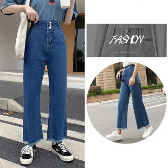 Quần denim nữ, quần dài, quần denim đầy đủ, denim đầy đủ, quần jean thoải mái, dáng rộng, dáng rộng, dáng rộng, quần jean nữ, denim xanh đậm, thường ngày