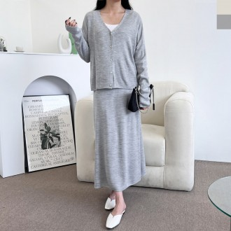 Set áo cardigan dáng dài chữ V cơ bản 2L-UND 5094 dành cho nữ