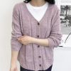 Áo cardigan dài tay cho bé gái nữ xuân thu đan cổ chữ V cơ bản cơ bản thường ngày đáng yêu