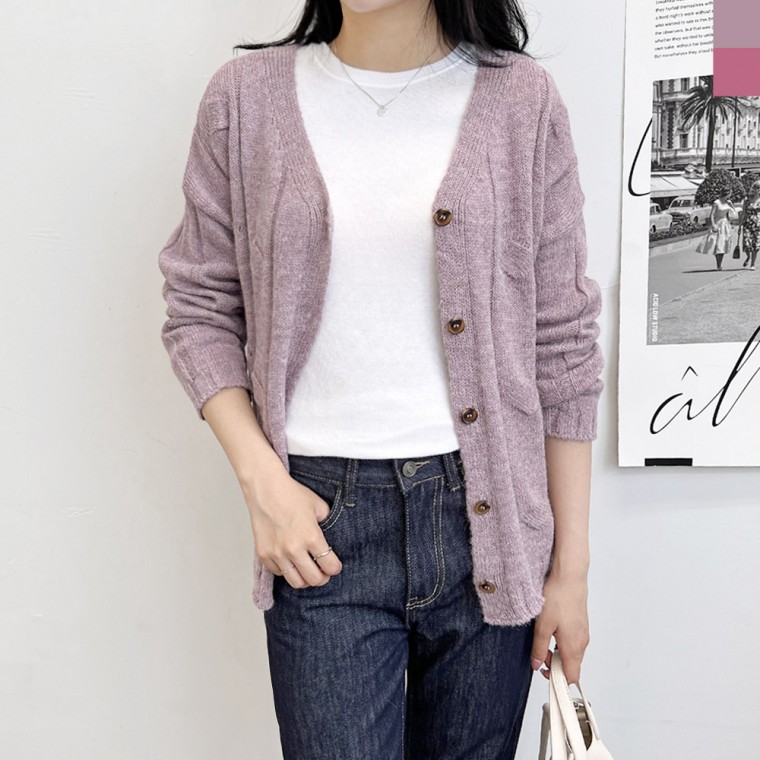 Áo cardigan dệt kim xoắn chữ V 2L-UPP 1021 dành cho nữ