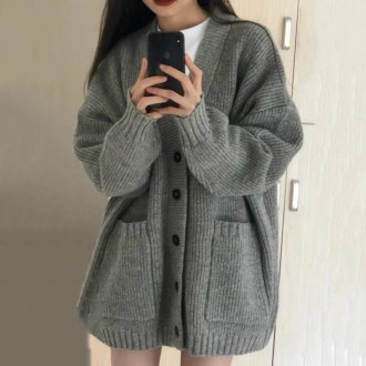 Áo cardigan dệt kim dài hachi hai túi SD-230820