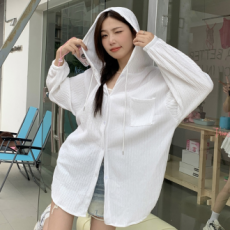 Áo khoác cardigan dáng rộng thoáng mát trong suốt có mũ trùm đầu sheer mùa hè mỏng xếp li áo khoác ngoài hot quần áo crop top một mảnh