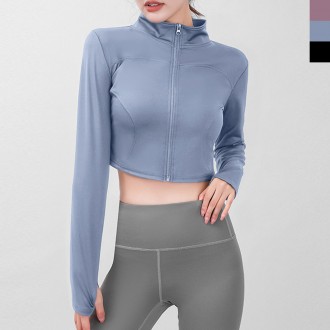 NKJN JYMW011 Nữ Che Lỗ Ngón Tay Crop Zip Up