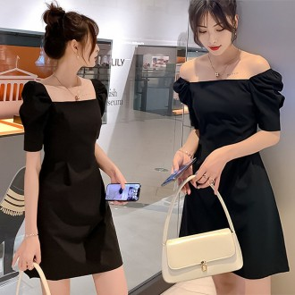 Đầm mini màu đen tay phồng xinh xắn đi chơi đi chơi thời trang dành cho nữ