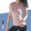 Mùa Hè Quần Áo Tập Yoga Pilates Slim Fit Tay Ngắn Che Nữ Thể Dục Nhịp Điệu Thể Thao Áo Thun