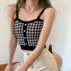 Áo thun nữ crop top 2 màu họa tiết kẻ caro đáng yêu LK-NS04