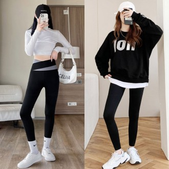 Quần legging ôm chéo 9/4 phối màu giúp giảm mỡ bụng