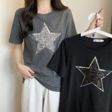 LS81400 Áo thun ngắn tay tròn hàng ngày Sequin Star Point