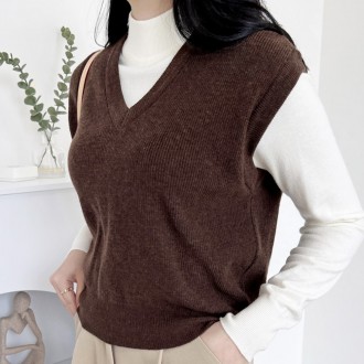 Phụ Nữ Cô Gái Hàng Ngày Đáng Yêu Đan Áo Vest Cổ Chữ V Interseason Cơ Bản Cashmere Phối Phong Cách Thời Trang