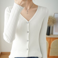 Áo cardigan ngắn dệt kim có gân đơn giản 4 màu hàng ngày cho nữ LK-G007