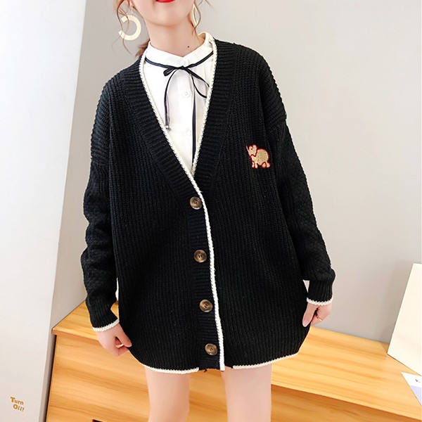 Áo cardigan dệt kim 3 màu thêu voi hàng ngày cho nữ WS-CD01