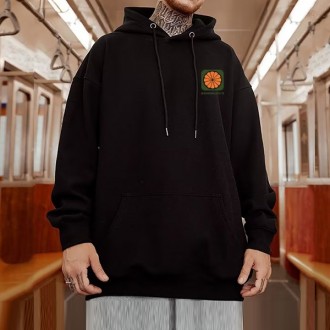 Áo hoodie nam có mũ in họa tiết màu cam IS-TS73