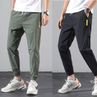 Làm Mát Mùa Hè Quần Jogger 9/4 Quần Băng Quần Áo Bảo Hộ Lao Động Siêu Nhẹ Quần Ống Rộng Nam Hàng Hóa Quần Bó Sát Nam