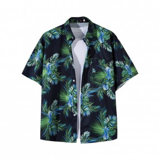 [Giá đặc biệt sắc sảo] Áo sơ mi Hawaii tay ngắn đi biển Unisex hình cây cọ dành cho cặp đôi Trang phục đi biển trong kỳ nghỉ