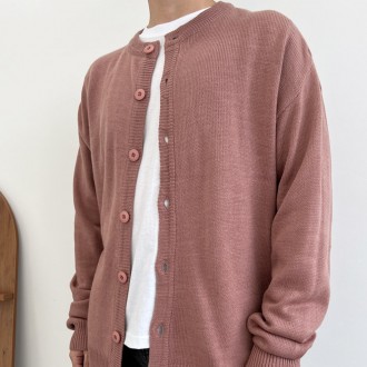 Nam Nam Đan Cardigan Tròn dáng rộng Overfit Tay Dài Nút Nút Hàng Ngày Thường Ngày Mùa Xuân, Mùa Thu Điểm Áo Khoác Ngoài