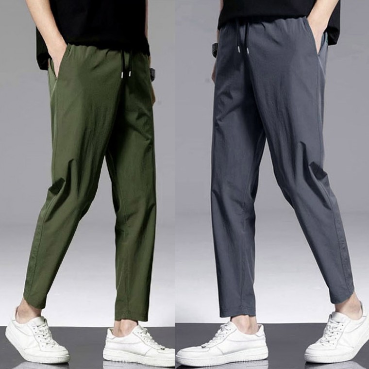 Nam giới thoải mái làm việc quần áo quần quần 9/4 thon gọn vừa vặn quần lưng thẳng bootcut slim nam