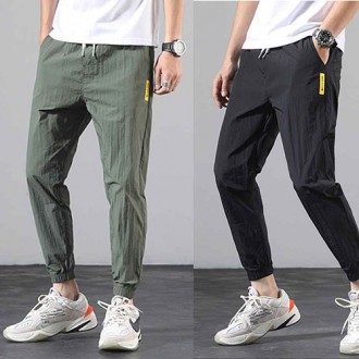 Nam mùa hè mát lạnh cảm giác lạnh băng thẳng vừa vặn quần thun băng quần jogger