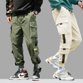 Quần jogger có dải băng thoải mái quần bánh quy hàng hóa quần áo công sở techwear