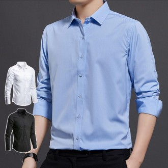 Sơ mi nam dài tay dáng thẳng, vest công sở trơn, nam miền nam, cổ thu, slim fit