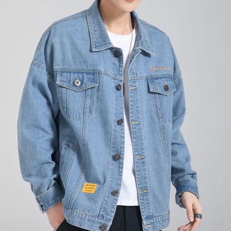 Unisex Thêu Miếng Dán Áo Khoác Denim Hàng Ngày Thường Ngày Dây Nhảy Trường Áo Gió Nữ Dây Nhảy Mùa Đông