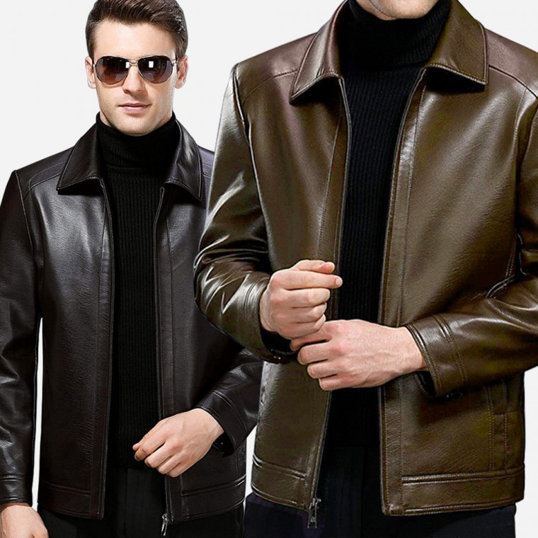 Áo liền quần da nam, áo blouson thông thường, áo khoác da, áo khoác ngoài giao mùa