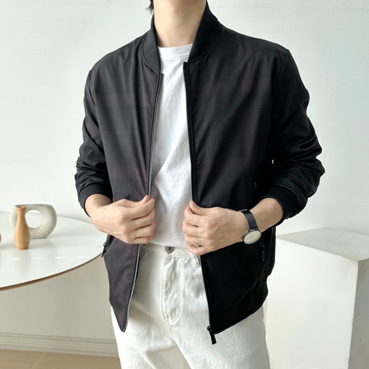 Áo khoác blouson nam mùa xuân và mùa thu áo gió nhẹ kiểm tra áo liền quần mùa xuân