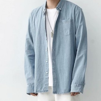 Áo sơ mi denim overfit túi mỏng mùa hè 2 màu IS-JK44 cho nam