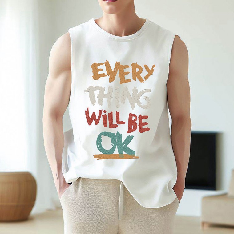 Áo tank top không tay in họa tiết overfit