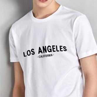 052 Los Angeles 30 size lớn nam nữ tay ngắn trơn