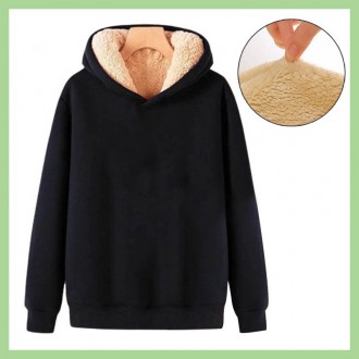 Mũ trùm đầu nam cơ bản Mũ lông cừu trơn chải mùa đông Áo hoodie nam có lót lông bảo vệ chống lạnh, cách nhiệt, áo phông cơ bản sạch sẽ