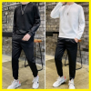 Bộ quần jogger cổ tròn trơn Bộ quần thể thao Quần thể thao thời trang đường phố nam mùa thu dài tay quần dài giao mùa quần